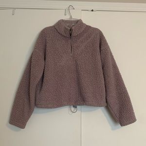 AE Sherpa quarter zip cropped sweater